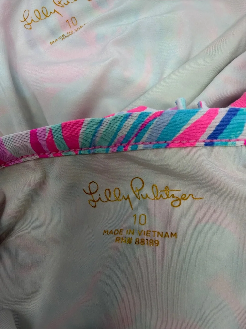 Lilly Pulitzer Girls Pink & Aqua Ruffle Two-Piece Swimsuit Size 10